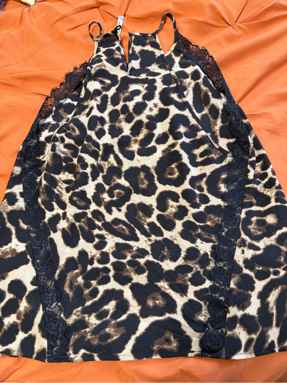 Womens Leopard TankTop with Black Lace - Picture 9 of 10